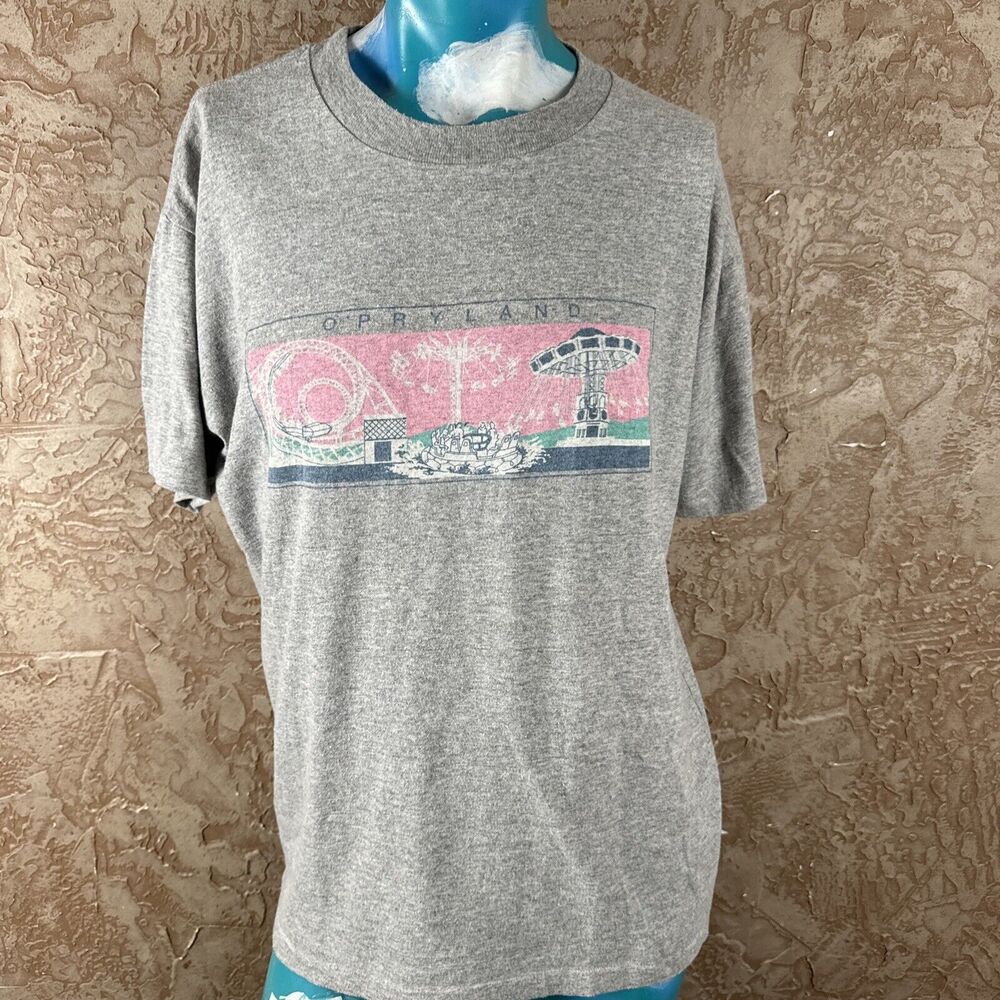 Vintage Opryland USA Theme Park T-Shirt XL Gray 50/50 Blend Pastel Graphic 80’s